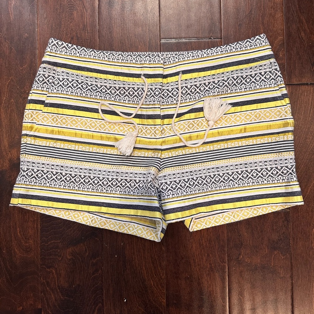 Striped Yellow and Gray Women Shorts
